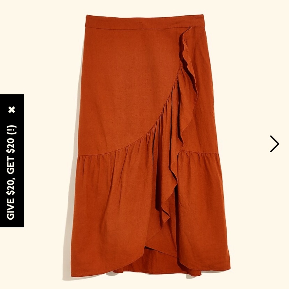 Madewell Linen-blend Ruffle Wrap Midi Skirt